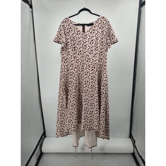 Lane Bryant‎ Lena Dress Plus 20 V-Neck High Low Midi Short Flutter Sleeve Brown - Picture 10 of 12